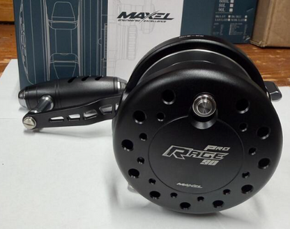Maxel Rage Pro 90 Matte Black Light Gray Conventional Jigging Reel Right Hand