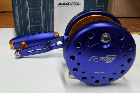 Maxel Rage Pro 90 Custom Matte Navy Blue Gold Conventional Jigging Reel Right Hand