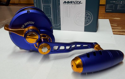 Maxel Rage Pro 90 Custom Matte Navy Blue Gold Conventional Jigging Reel Right Hand
