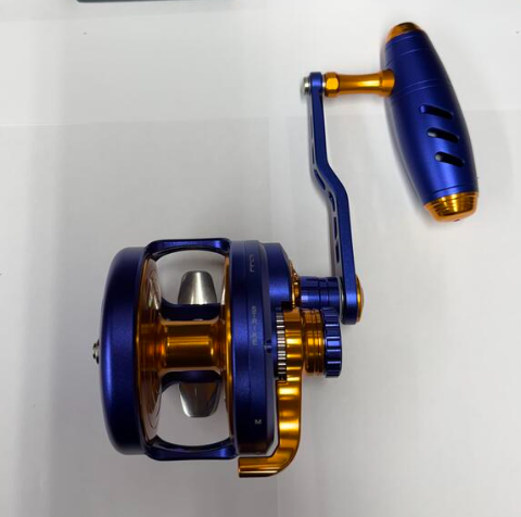 Maxel Rage Pro 90 Custom Matte Navy Blue Gold Conventional Jigging Reel Right Hand