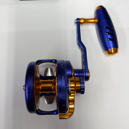 Maxel Rage Pro 90 Custom Matte Navy Blue Gold Conventional Jigging Reel Right Hand