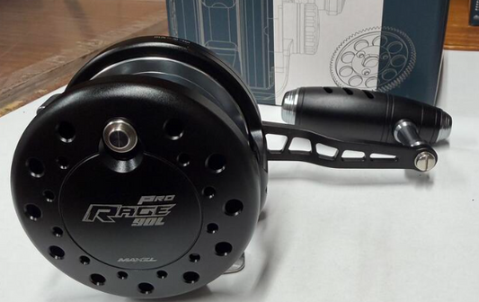Maxel Rage Pro 90L Custom Matte Black Gray Conventional Jigging Reel Left Hand