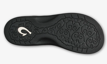 Olukai Ohana Lahi White Sand/Black Women's Sandals
