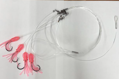 Tormenter Deep Drop Rig Pink/Glow Squid 4 Hook