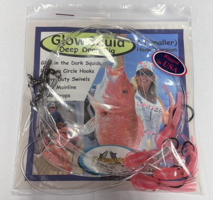 Tormenter Deep Drop Rig Pink/Glow Squid 4 Hook
