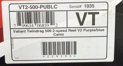 Accurate VT2-500-PUBLC Valiant 2 500 2-Speed Conventional Reel Purple Blue Camo Next-Gen Round Knob