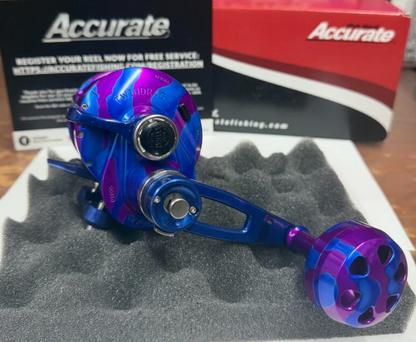 Accurate VT2-500-PUBLC Valiant 2 500 2-Speed Conventional Reel Purple Blue Camo Next-Gen Round Knob