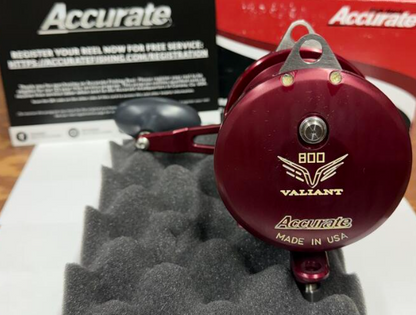 Accurate VT2-800-MWR Boss Valiant 2 800 2-Speed Conventional Reel Matte Wine Red