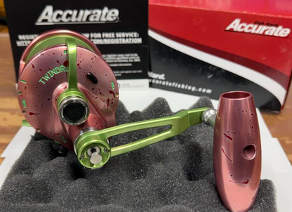 Accurate VT2-600-PMAHI Valiant 2 600 2-Speed Conventional Reel Pink Mahi SPJ Handle