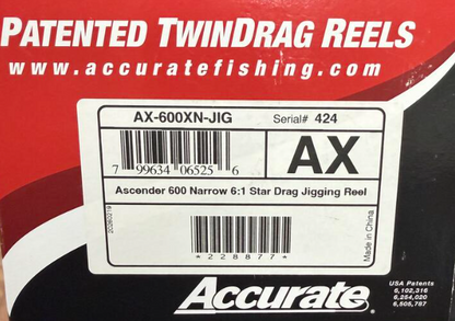 Accurate AX-600XN-JIG Ascender 600 Narrow Star Drag Jigging Conventional Reel Right Hand