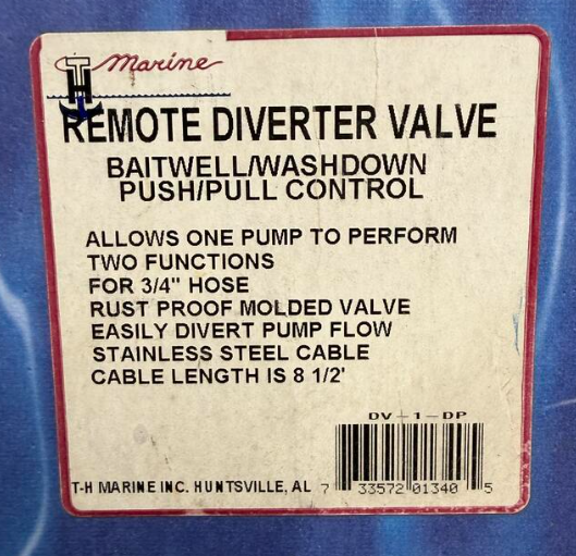 T-H Marine Remote Diverter Valve Baitwell/Washdown Push/Pull Control