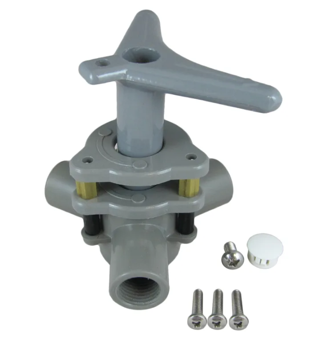 Bosworth Flush Mount M-94 Y-Valve, 3/4" Barbed Adapter, Long "V" Handle, Acetal M94AB-3/4-CPH