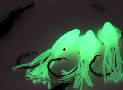Tormenter Deep Drop Rig Green/Glow Squid 4 Hook