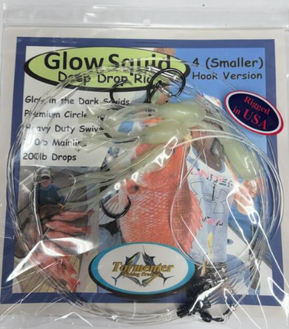 Tormenter Deep Drop Rig Green/Glow Squid 4 Hook