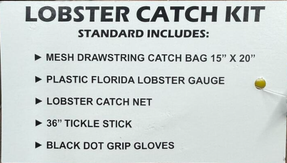 Standard Lobster Kit Dot Gloves, Plastic Lobster Gauge Mesh Net Bag, Fiberglass Tickle Stick