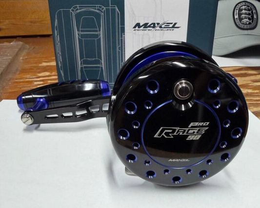 Maxel Rage Pro 90 Custom Black Blue Conventional Reel Right Hand