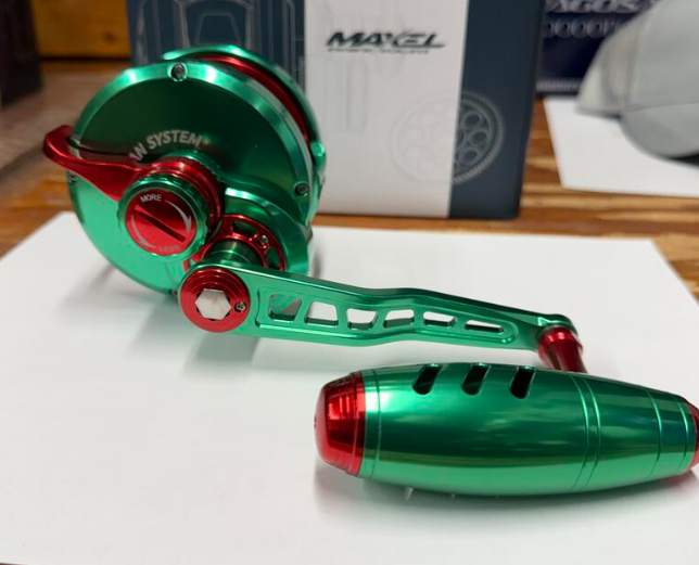 Maxel Rage Pro 90 Custom Green Red Conventional Reel Right Hand