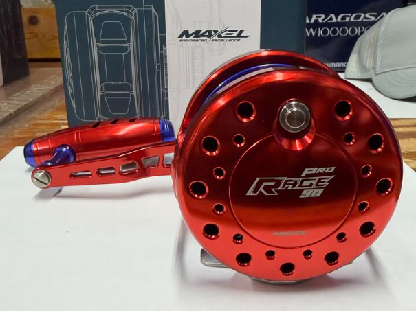 Maxel Rage Pro 90 Custom Red Navy Blue Conventional Reel Right Hand