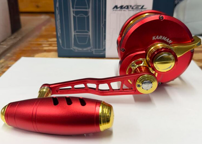 Maxel Rage Pro 90 Customer Matte Red Light Gold Conventional Reel Left Hand