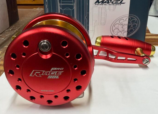 Maxel Rage Pro 90 Customer Matte Red Light Gold Conventional Reel Left Hand