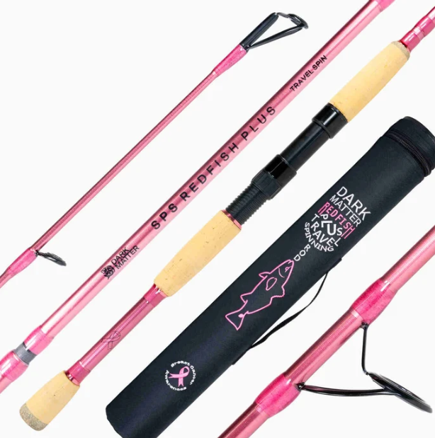 Dark Matter SPSRS70MHF4-BCA Breast Cancer Awareness SPS Inshore Redfish Plus Travel Spinning Rod 4-Piece 7' 10-20lb