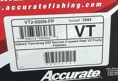 Accurate VT2-600N-FP Valiant 2 600 Narrow 2-Speed Conventional Reel Fruity Pebbles SPJ Handle
