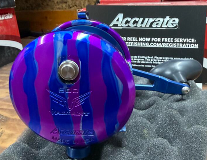 Accurate VT2-600L-PUBLC Valiant 2 600 2-Speed Conventional Reel Purple Blue Camo Left Hand