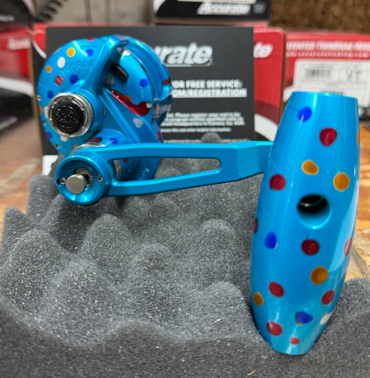 Accurate VT2-500NP-FP Valiant 2 500 Narrow Plus 2-Speed Conventional Reel Fruity Pebbles SPJ Handle