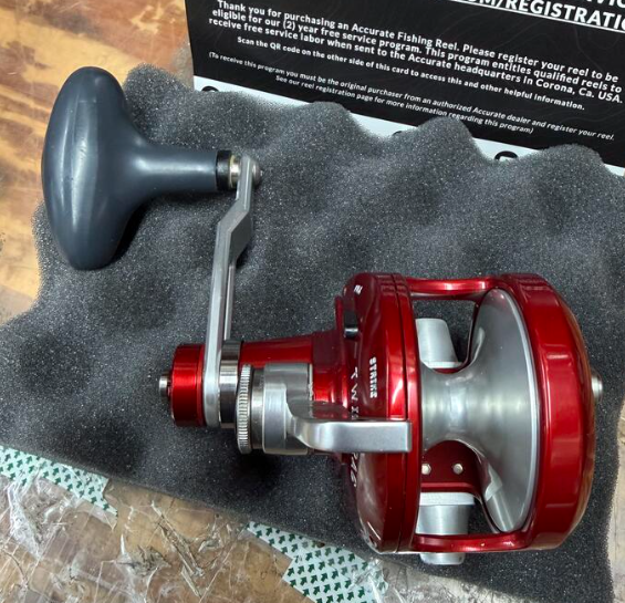 Accurate VT2-500NL-RS Valiant 2 500 Narrow 2-Speed Conventional Reel Red Silver Left Hand