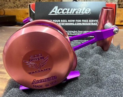 Accurate VT2-500NL-JIG-PPU Valiant 2 500 Narrow 2-Speed V2 Conventional Reel Pink Purple Left Hand