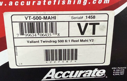 Accurate VT-500-MAHI Valiant 2 Twindrag 500 Conventional Reel Custom Mahi