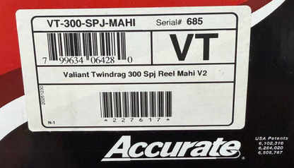 Accurate VT-300-SPJ-MAHI Valiant 2 Twindrag 300 SPJ Jig Conventional Reel Mahi