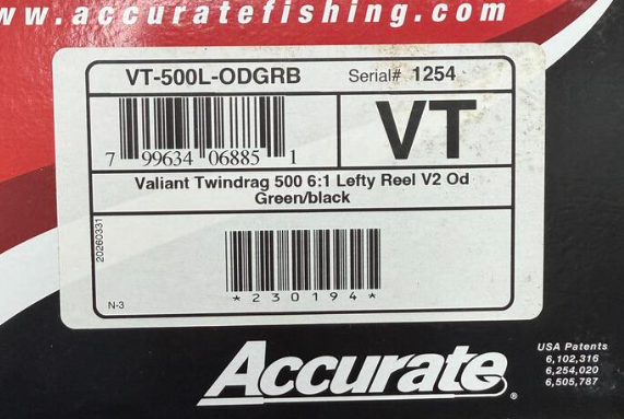 Accurate VT-500L-ODGRB Valiant 2 500 Conventional Reel Green Black Left SPJ Handle