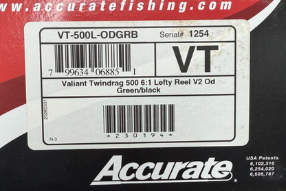 Accurate VT-500L-ODGRB Valiant 2 500 Conventional Reel Green Black Left SPJ Handle