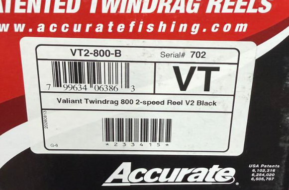 Accurate VT2-800-N Valiant 2 800 2-Speed Conventional Reel Black Extreme Knob