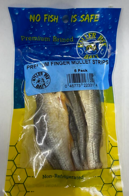 Killer Bee Baits Preserved Baits Premium Finger Mullet Strips 6pk