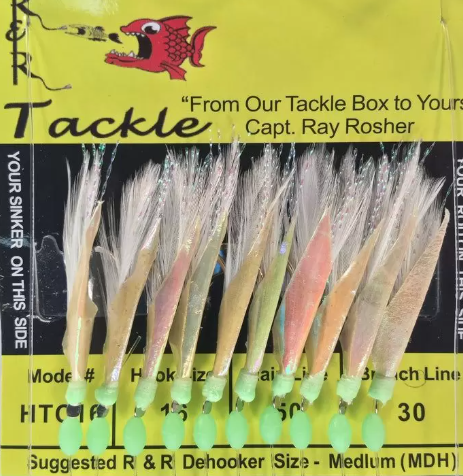 R&R Tackle HTC16 Sabiki Rig Blue Runner with SS Hook, 50lb Main Line, 30lb Branch Line