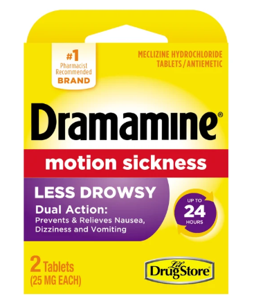 Dramamine Motion Sickness Relief Tablets Less Drowsy 2 Tablets.