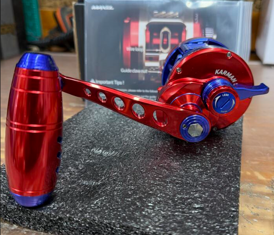 Maxel Armory 35L Level Wind Red And Blue Conventional Reel Left Hand