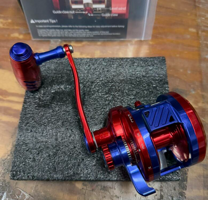 Maxel Armory 35L Level Wind Red And Blue Conventional Reel Left Hand