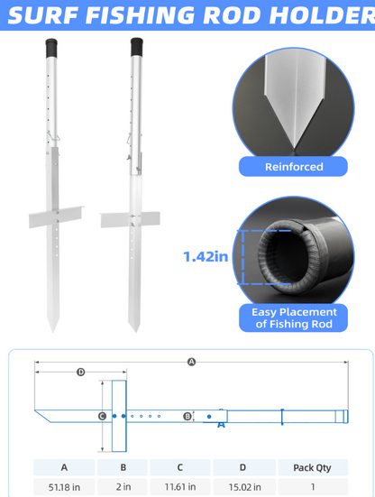 Bluewing Upgraded V4 Adjustable Sand Spike (5 Depth Settings, Thickened), 1pc