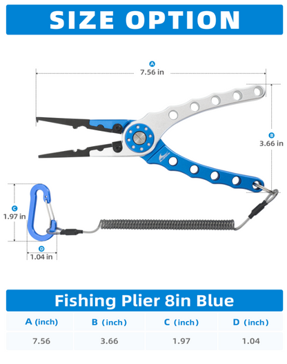Bluewing Aluminum Alloy Fishing Pliers 8in