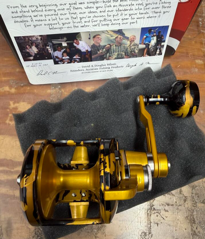 Accurate VT2-500-GBTIG Valiant Twindrag 500 2-Speed Reel V2 Conventional Reel Gold Black Tiger Right Hand