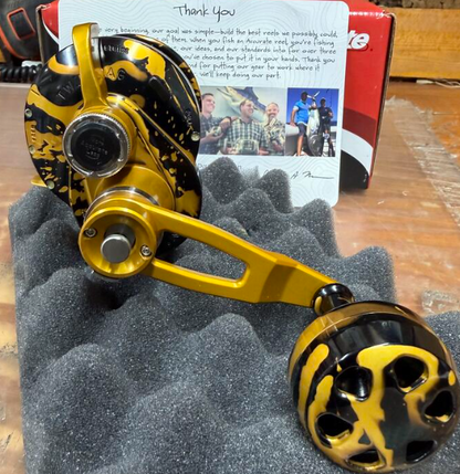 Accurate VT2-500-GBTIG Valiant Twindrag 500 2-Speed Reel V2 Conventional Reel Gold Black Tiger Right Hand