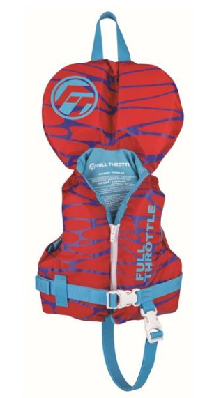 Full Throttle Baby-Safe Nylon Water Sports Life Vest - Red - Infant