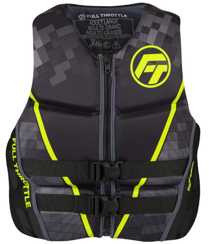 Full Throttle Men's Rapid-Dry Flex-Back Life Jacket in Green - L