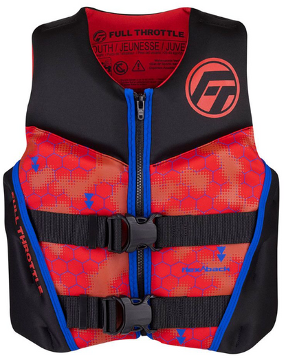 Full Throttle Youth Rapid-Dry Flex-Back Life Jacket in Red
