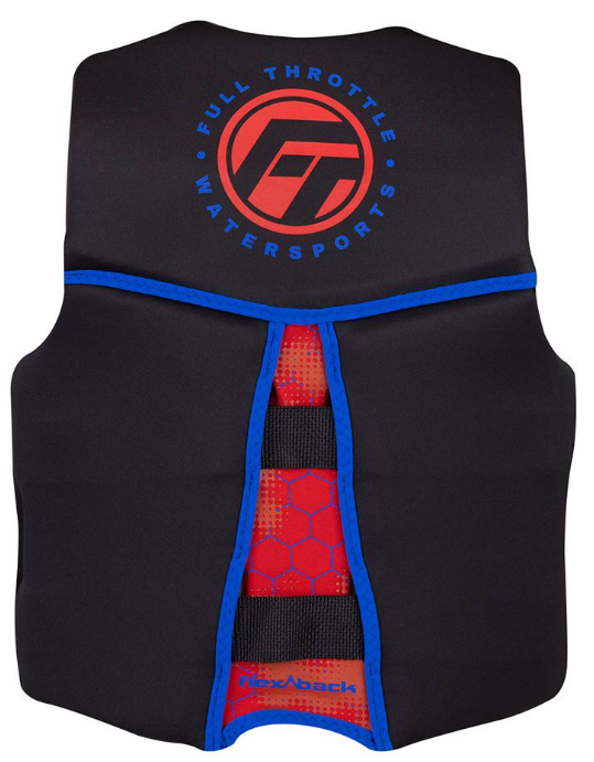 Full Throttle Youth Rapid-Dry Flex-Back Life Jacket in Red