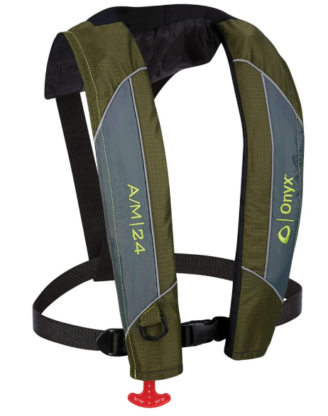 Onyx A/M-24 Automatic/Manual Inflatable Life Jacket Green