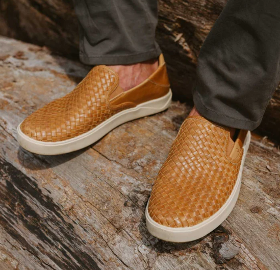 Olukai Men’s Woven Leather Shoes Lae‘ahi Lauhala Fox